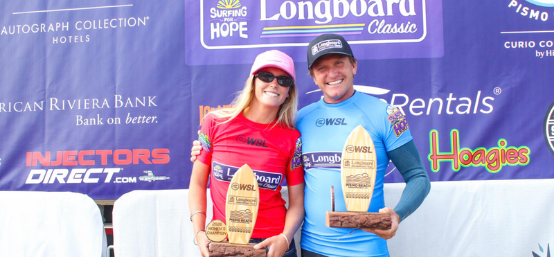 Chloe Coleman and Cole Robbins win the Surfing For Hope Longboard Classic